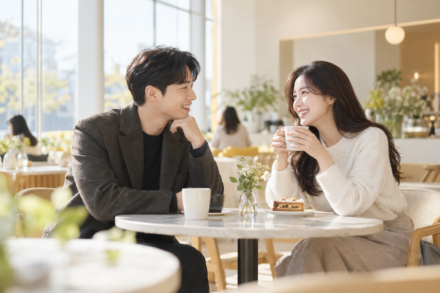 따뜻하게 상담을 받는 크리스천 커플