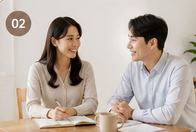 노트에 만남 피드백을 적는 모습